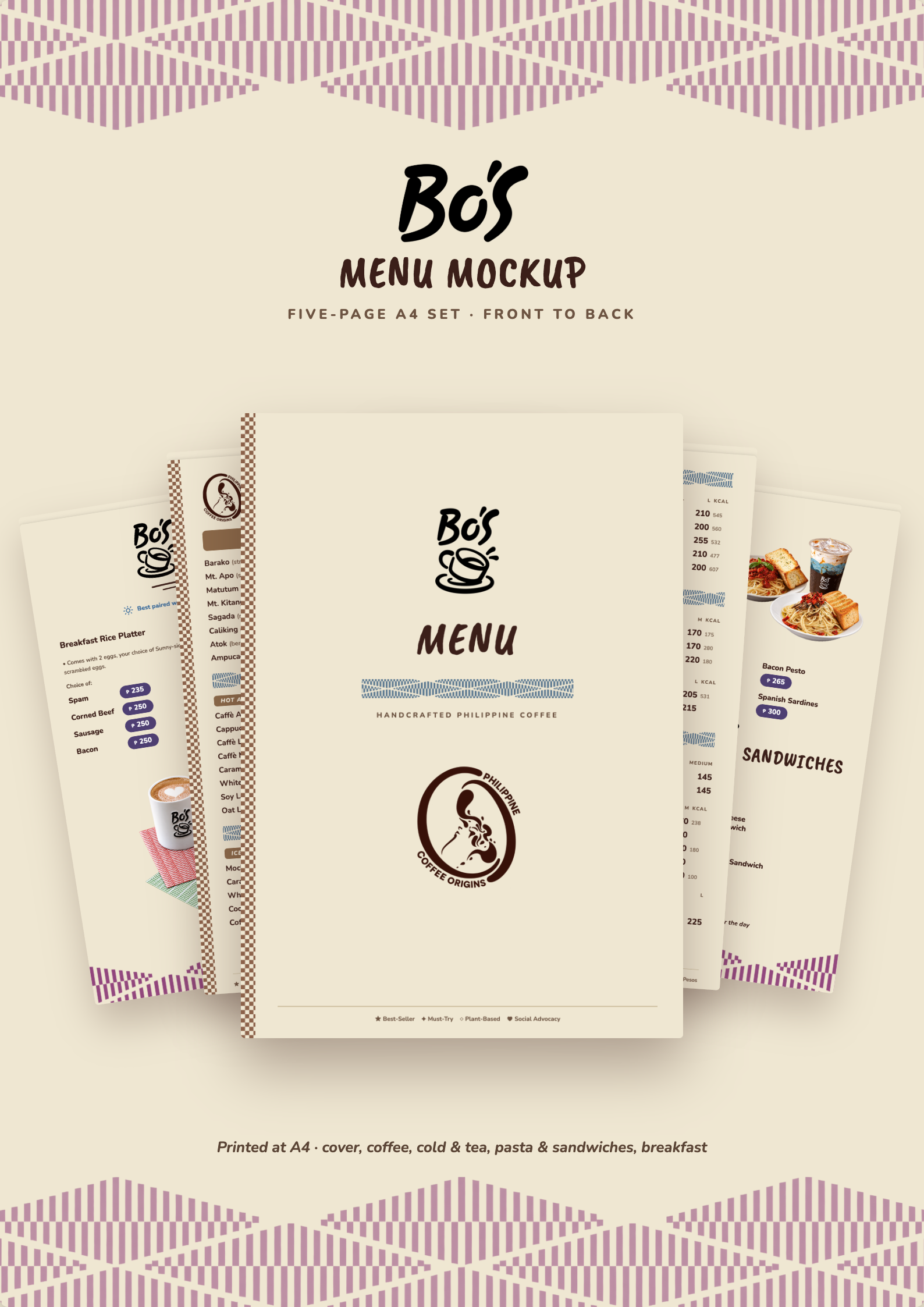 Bo's Coffee menu